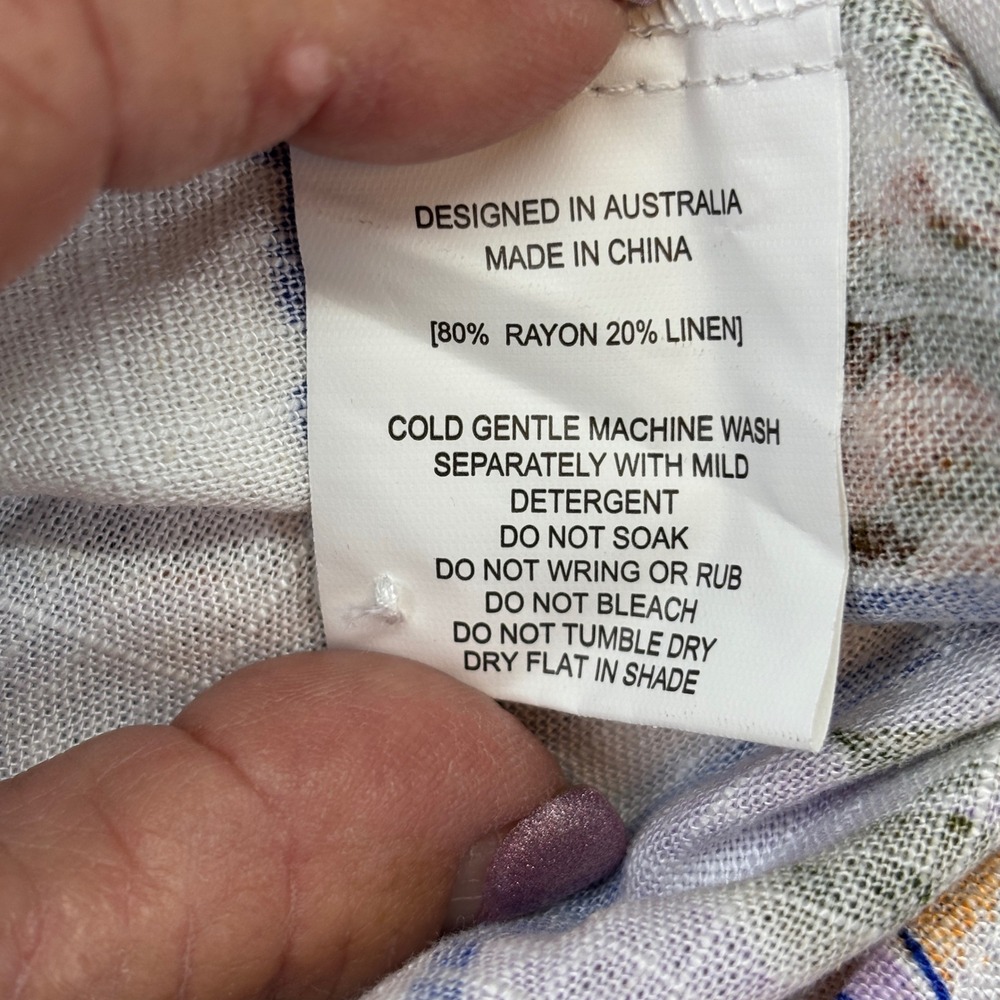 Label of Love Mens Linen Blend Postcard‎ Print Button Down Shirt Blue Moon L NEW - Picture 10 of 11